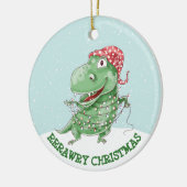 恐竜間抜けのクリパーソナライズされたスマス セラミックオーナメント (左)