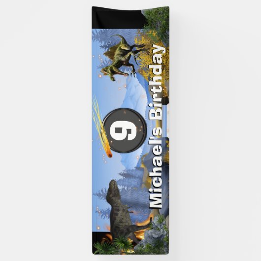 恐竜隕石の先史時代の動物の誕生日 横断幕 (縦)