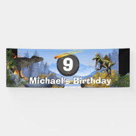 恐竜隕石の先史時代の動物の誕生日 横断幕