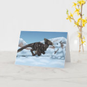 恐竜雪だるま カード (黄色い花)