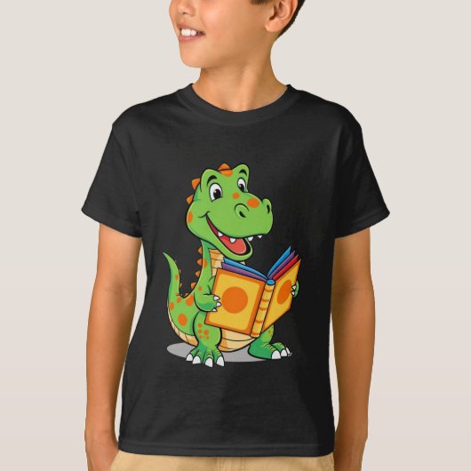 恐竜頭が切れるの本読の子供たちTシャツ» Tシャツ (正面)