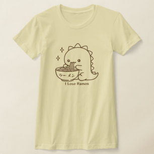 恐竜食べのラーメンパーソナライズされたかわいい Tシャツ