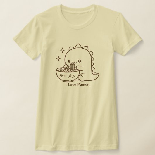 恐竜食べのラーメンパーソナライズされたかわいい Tシャツ (レイダウン)