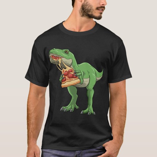 恐竜食べ物のピザTレックスピザ愛好家ピザソーア Tシャツ (正面)