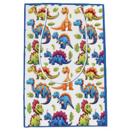 恐竜鮮やかをテーマにしたパーティージノダニ ミディアムペーパーバッグ