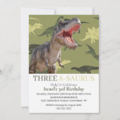 恐竜Ｔレックス ジュラシック・ワールド 柄 キッズ 招待状 (正面)