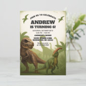 恐竜Ｔ-ＲＥＸの誕生日パーティー（男の子用） 招待状 (スタンド正面)