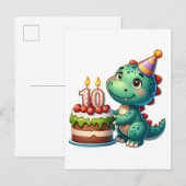 恐竜10歳の誕生日 インビテーションポストカード (正面/裏面)