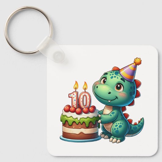 恐竜10歳の誕生日 キーホルダー (正面)