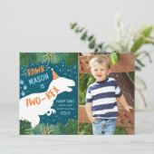 恐竜2レックスTレックスRAWR第2誕生日 招待状 (スタンド正面)