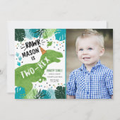 恐竜2レックスTレックスRAWR第2誕生日 招待状 (正面)