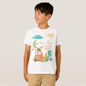 恐竜2歳のレックス誕生日パーティーシャワー Tシャツ (正面フル)