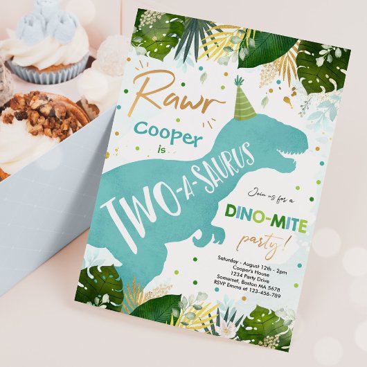 恐竜2-A-Saurusパーティー恐竜2回目の誕生日 招待状