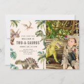 恐竜2-A-Saurus 2番目の誕生日パーティー写真 招待状 (正面)
