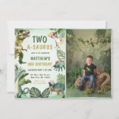 恐竜2-A-Saurus 2番目の誕生日パーティー写真 招待状 (正面)