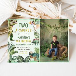 恐竜2-A-Saurus 2番目の誕生日パーティー写真 招待状