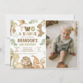恐竜2-A-Saurus 2番目の誕生日パーティー写真 招待状 (正面)