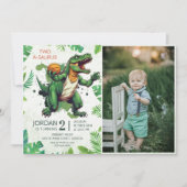 恐竜2-A-Saurus 2番目の誕生日パーティー写真 招待状 (正面)