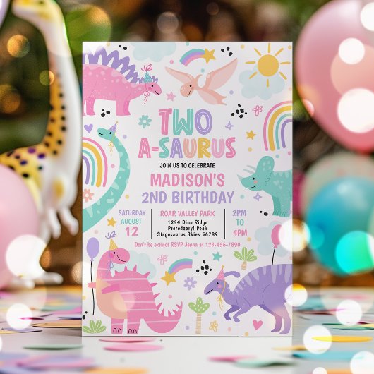 恐竜2-A-Saurus 2番目の誕生日パーティー 招待状