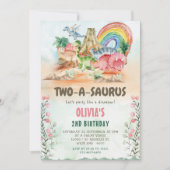 恐竜2-A-Saurus 2番目の誕生日パーティー 招待状 (正面)