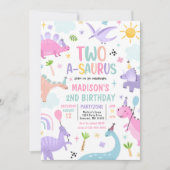 恐竜2-A-Saurus 2番目の誕生日パーティー 招待状 (正面)