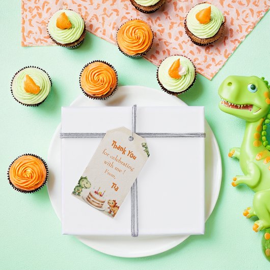 恐竜2nd誕生日ありがとうメッセージカード ギフトタグ