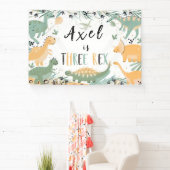 恐竜3つのレックスディノバックドランドバナー誕生日 横断幕 (インサイチュ)