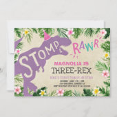恐竜3レックス誕生日招待状ガールディノ 招待状 (正面)