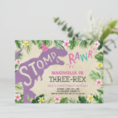 恐竜3レックス誕生日招待状ガールディノ 招待状 (スタンド正面)