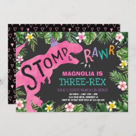 恐竜3レックス誕生日招待状ガールディノ 招待状