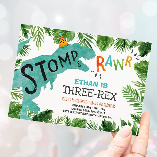恐竜3レックス誕生日招待状ボーイディーノ 招待状