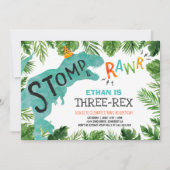 恐竜3レックス誕生日招待状ボーイディーノ 招待状 (正面)