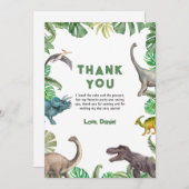 恐竜3レックス誕生日招待状Tレックスパーティー サンキューカード (正面/裏面)