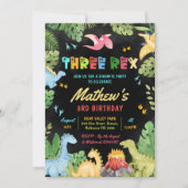 恐竜3レックス3rd誕生日パーティーTレックス 招待状 (正面)