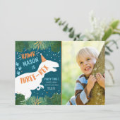 恐竜3レックスTレックスRAWR第3誕生日 招待状 (スタンド正面)