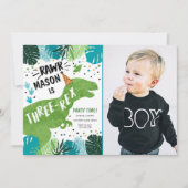 恐竜3レックスTレックスRAWR第3誕生日 招待状 (正面)