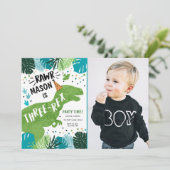 恐竜3レックスTレックスRAWR第3誕生日 招待状 (スタンド正面)