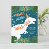 恐竜3レックスTレックスRAWR第3誕生日 招待状 (スタンド正面)