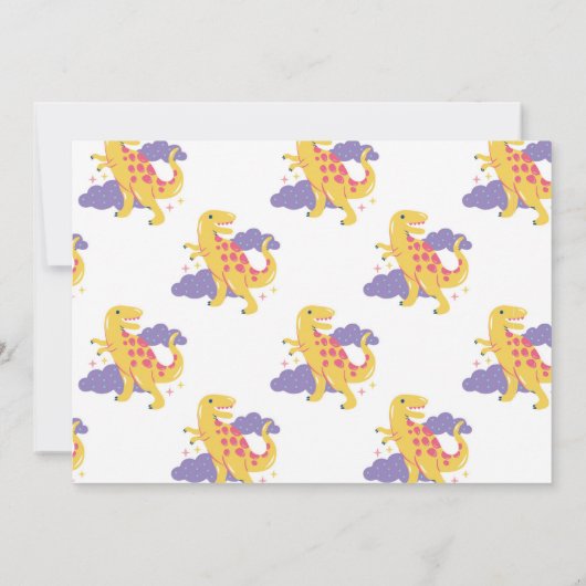 恐竜3人のレックスかわいい女の子ピンクのパーティー写真 招待状 (裏面)