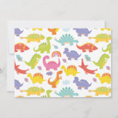 恐竜3人のレックスかわいい女の子ピンクのパーティー写真 招待状 (裏面)