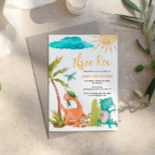 恐竜3歳のレックス誕生日パーティーの招待状 招待状