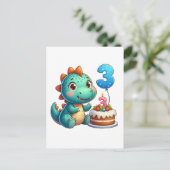 恐竜3歳の誕生日 インビテーションポストカード (スタンド正面)