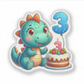 恐竜3歳の誕生日 シール (正面)