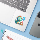 恐竜3歳の誕生日 シール (ノートパソコンとiPhone)