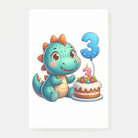 恐竜3歳の誕生日 ポストイット (正面)