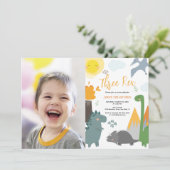 恐竜3歳レックス3歳の誕生日フォトパーティー 招待状 (スタンド正面)