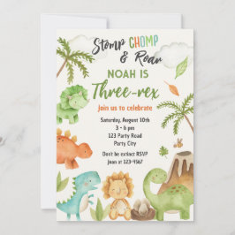 恐竜3歳レックス3歳パーティの招待状 招待状