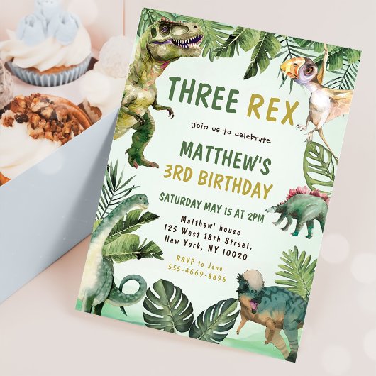 恐竜3歳レックス3歳パーティー 招待状