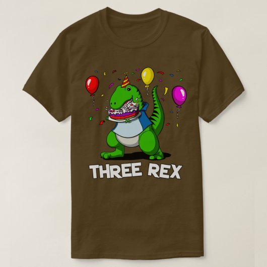 恐竜3歳レックス3歳パーティー Tシャツ (デザイン正面)