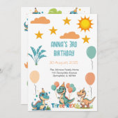 恐竜3歳レックス3歳招待状 招待状 (正面/裏面)